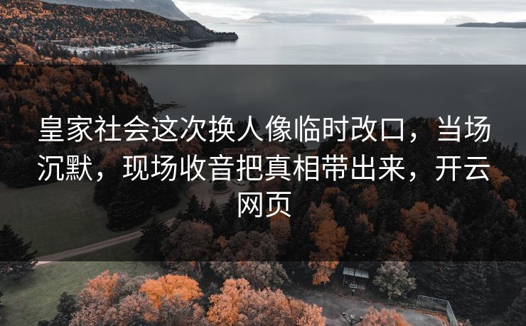 皇家社会这次换人像临时改口，当场沉默，现场收音把真相带出来，开云网页