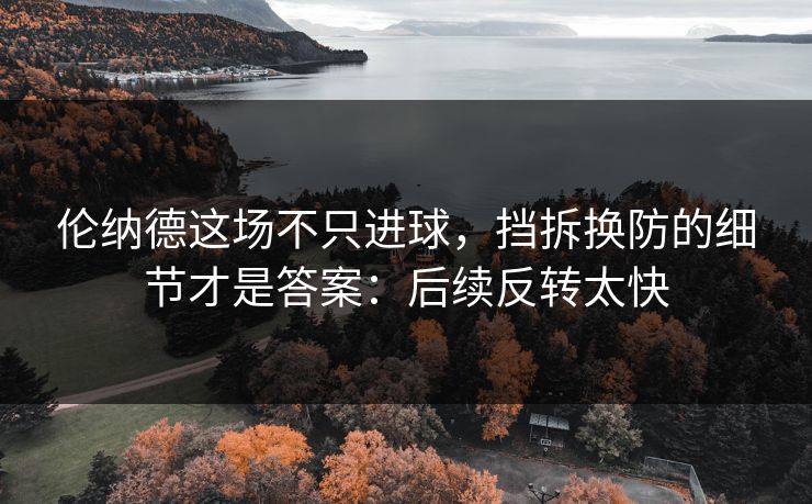 伦纳德这场不只进球，挡拆换防的细节才是答案：后续反转太快