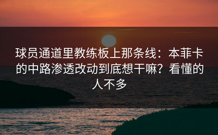 球员通道里教练板上那条线：本菲卡的中路渗透改动到底想干嘛？看懂的人不多