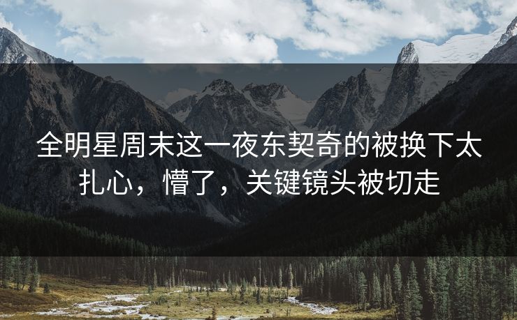 全明星周末这一夜东契奇的被换下太扎心，懵了，关键镜头被切走