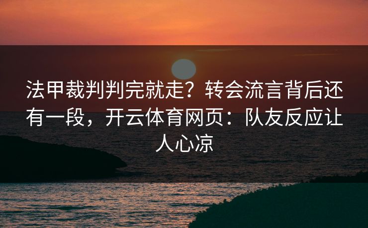 法甲裁判判完就走？转会流言背后还有一段，开云体育网页：队友反应让人心凉