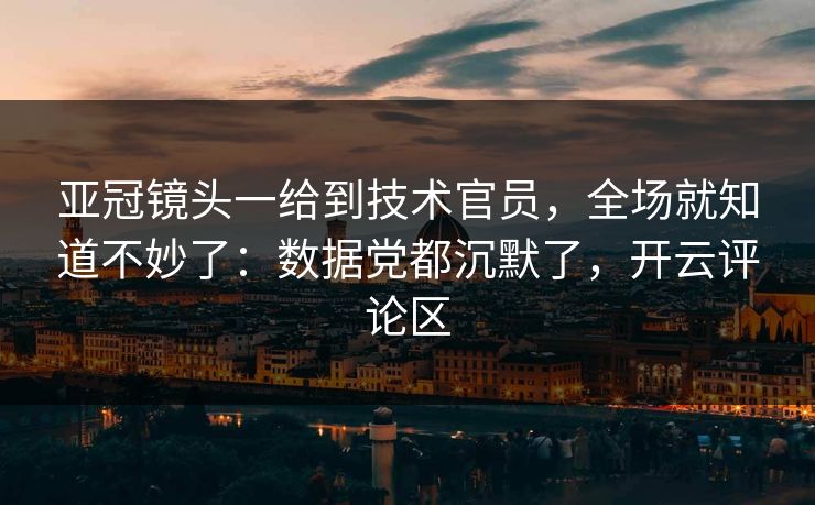 亚冠镜头一给到技术官员，全场就知道不妙了：数据党都沉默了，开云评论区